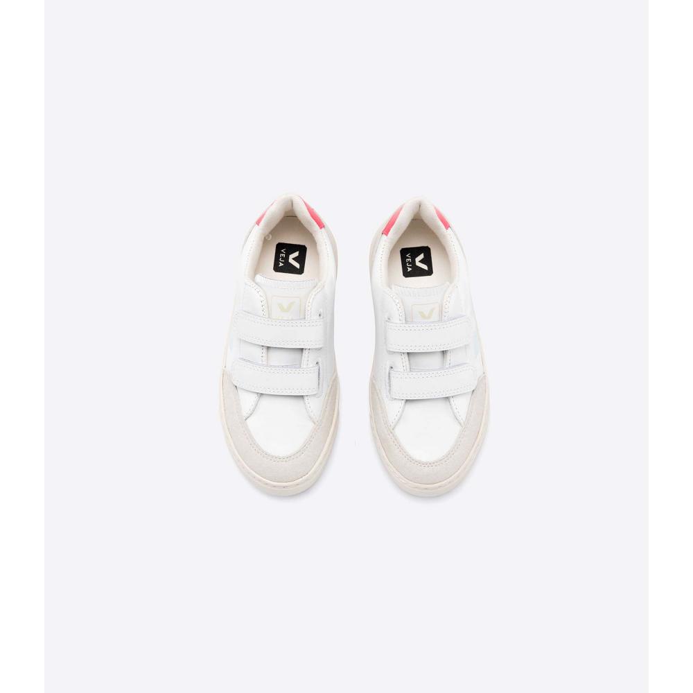 Veja V-12 LEATHER Kids' Sneakers White/Beige | NZ 878LIS